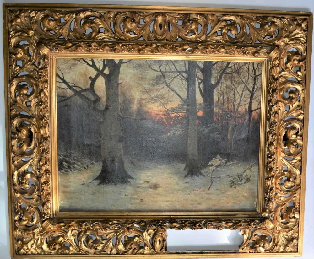 Gemälde „Winterlandschaft“ (vor der Restaurierung)